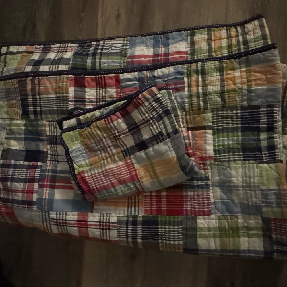 Pottery Barn Kids Colorful Twin Madras Quilt and Sham